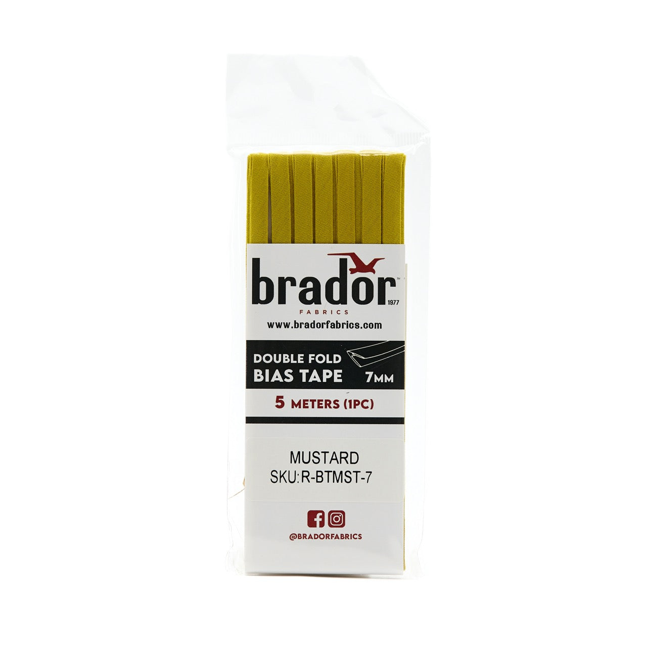 Bias Tape - Mustard (Dijon) 7mm (pack)