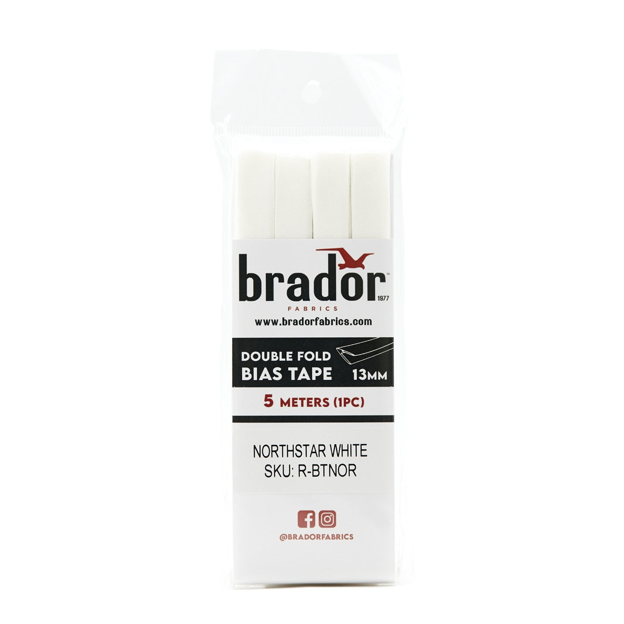 Bias Tape - North Star White 13mm (pack)