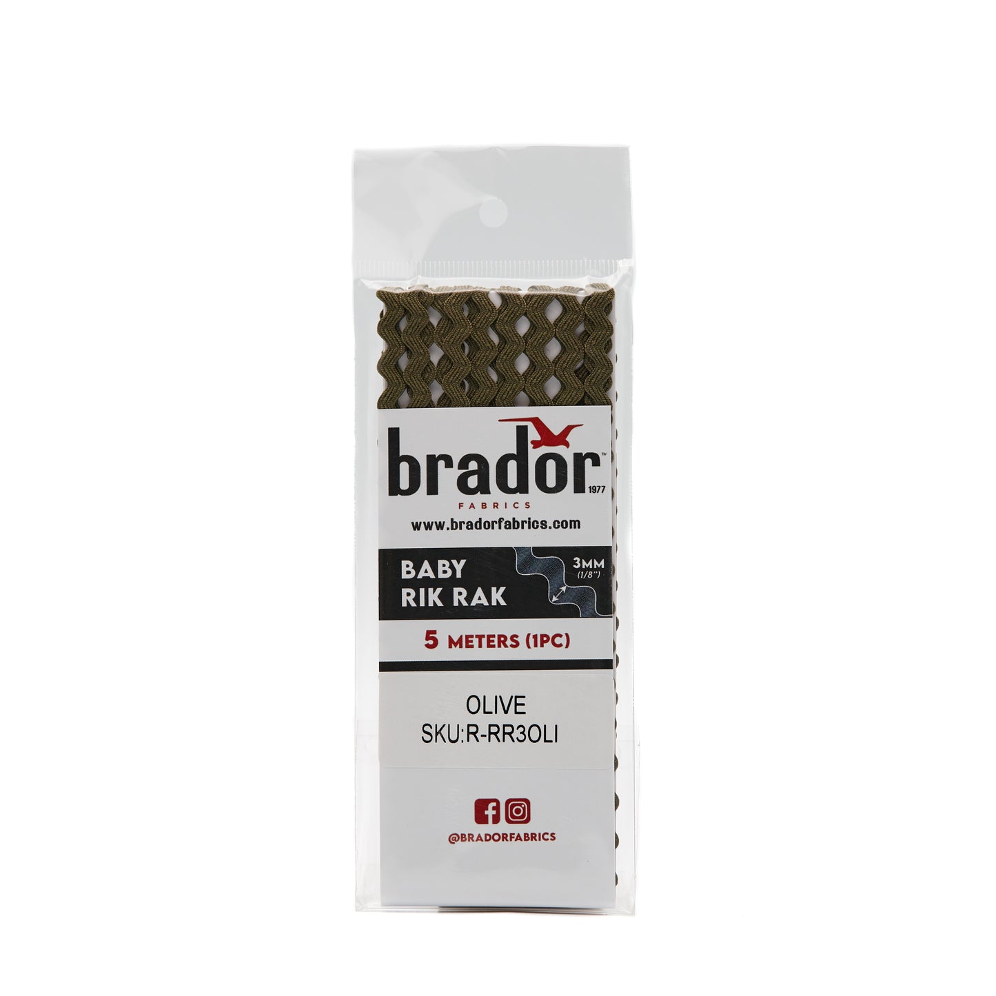 Rik Rak - Olive (Military Green) 3mm Pack