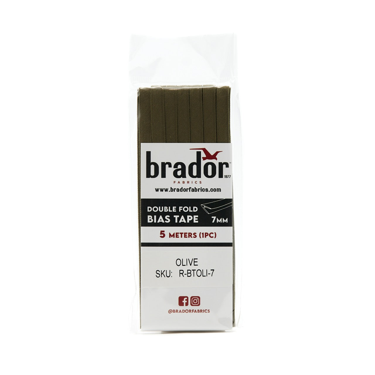 Bias Tape - Olive (Military Green) 7mm (pack)