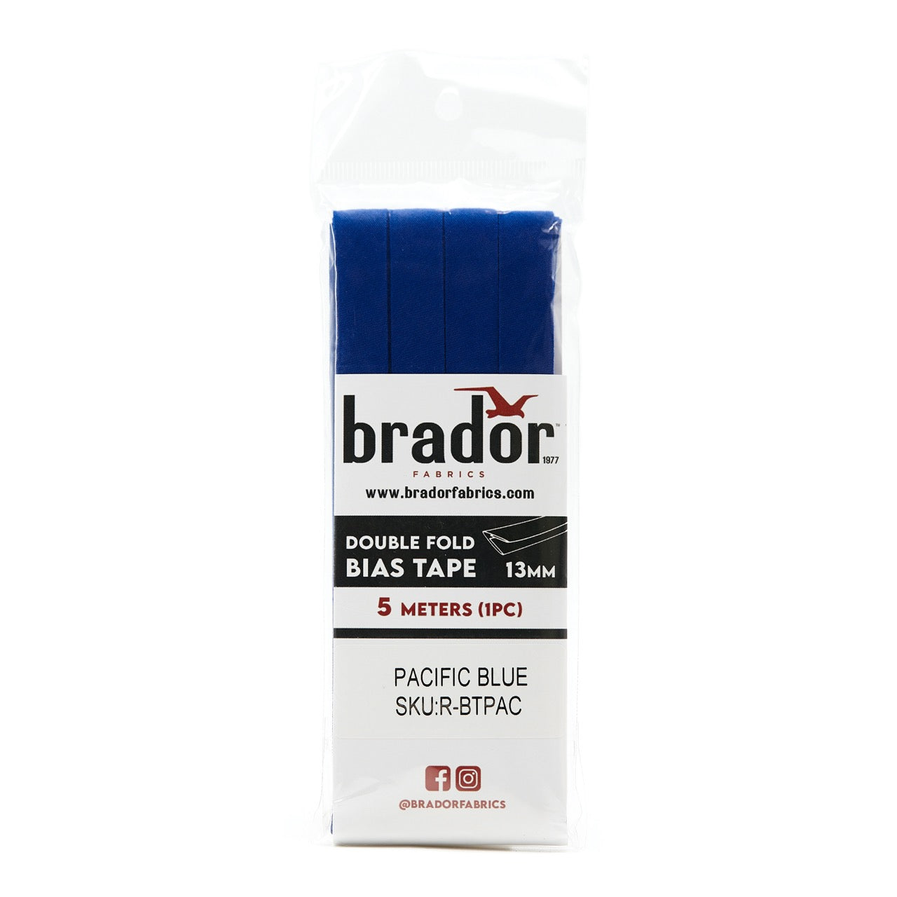 Bias Tape - Pacific Blue 13mm (pack)