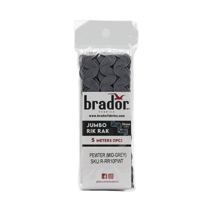 Rik Rak - Pewter (Mid Grey) 10mm Pack