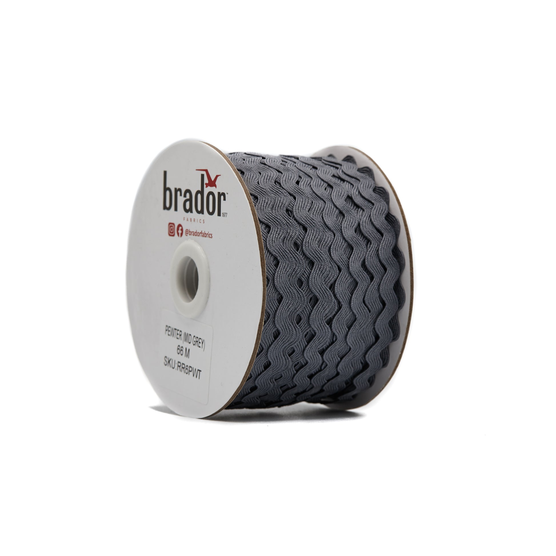 Rik Rak - Pewter (Mid Grey) 6mm Roll