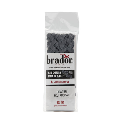 Rik Rak - Pewter (Mid Grey) 6mm Pack