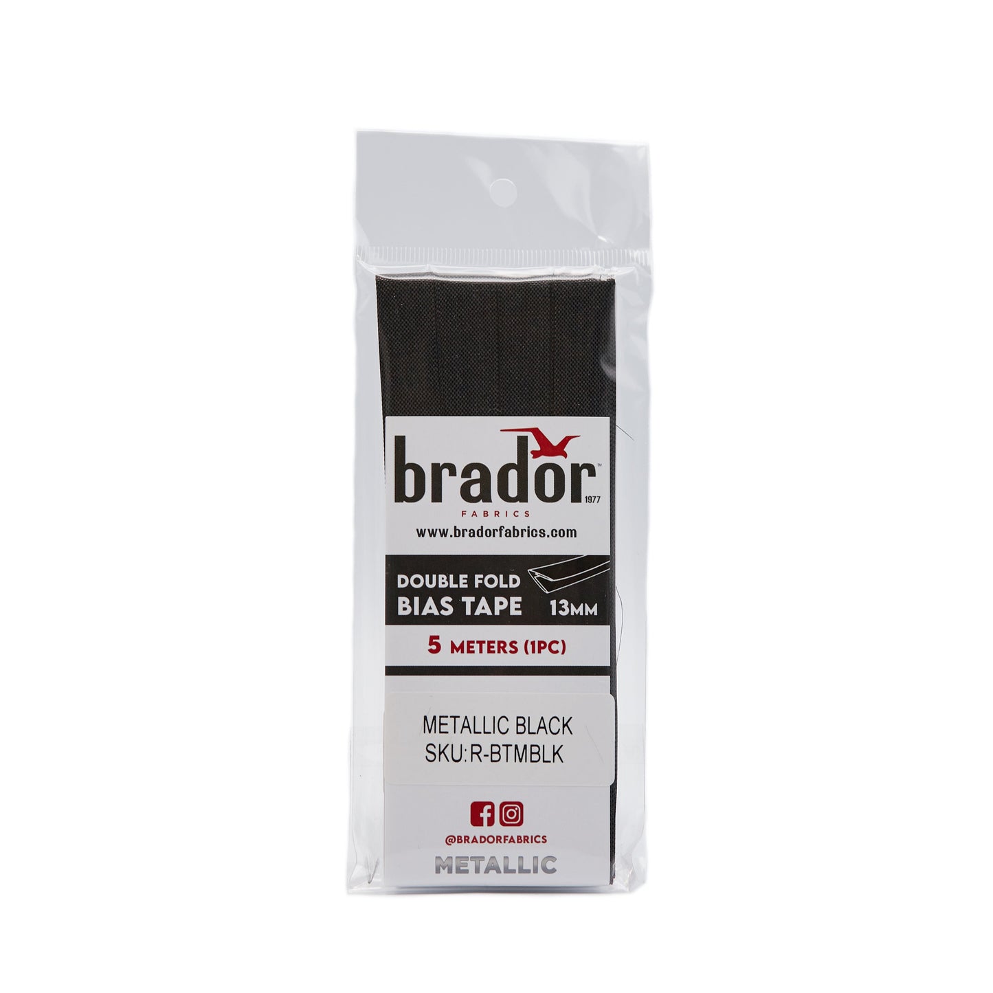 Bias Tape - Metallic Black (pack)