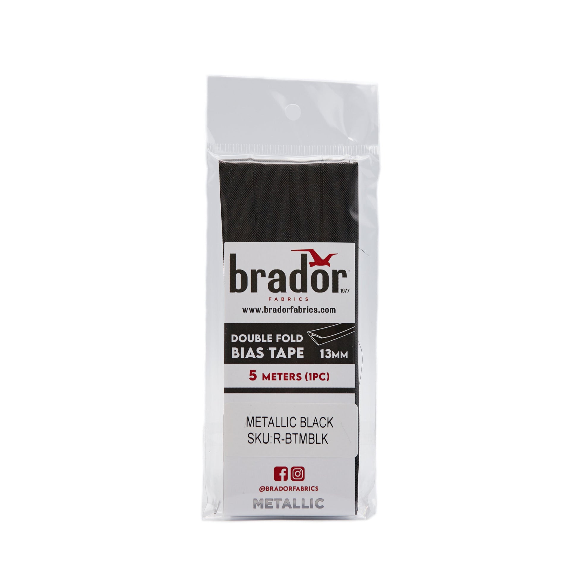 Bias Tape - Metallic Black (pack)