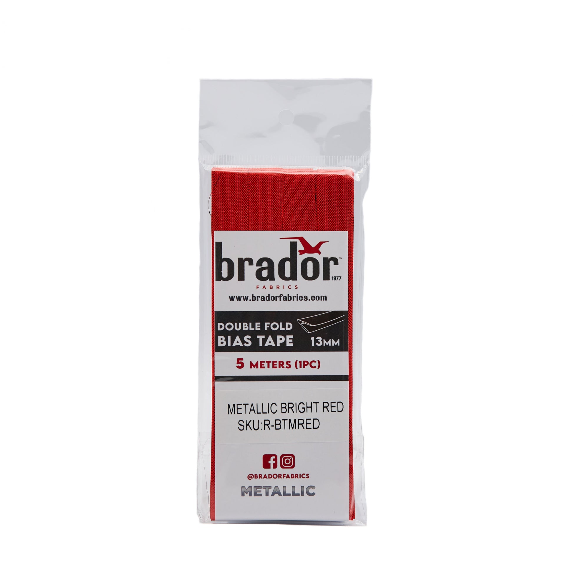 Bias Tape - Metallic Bright Red (pack)
