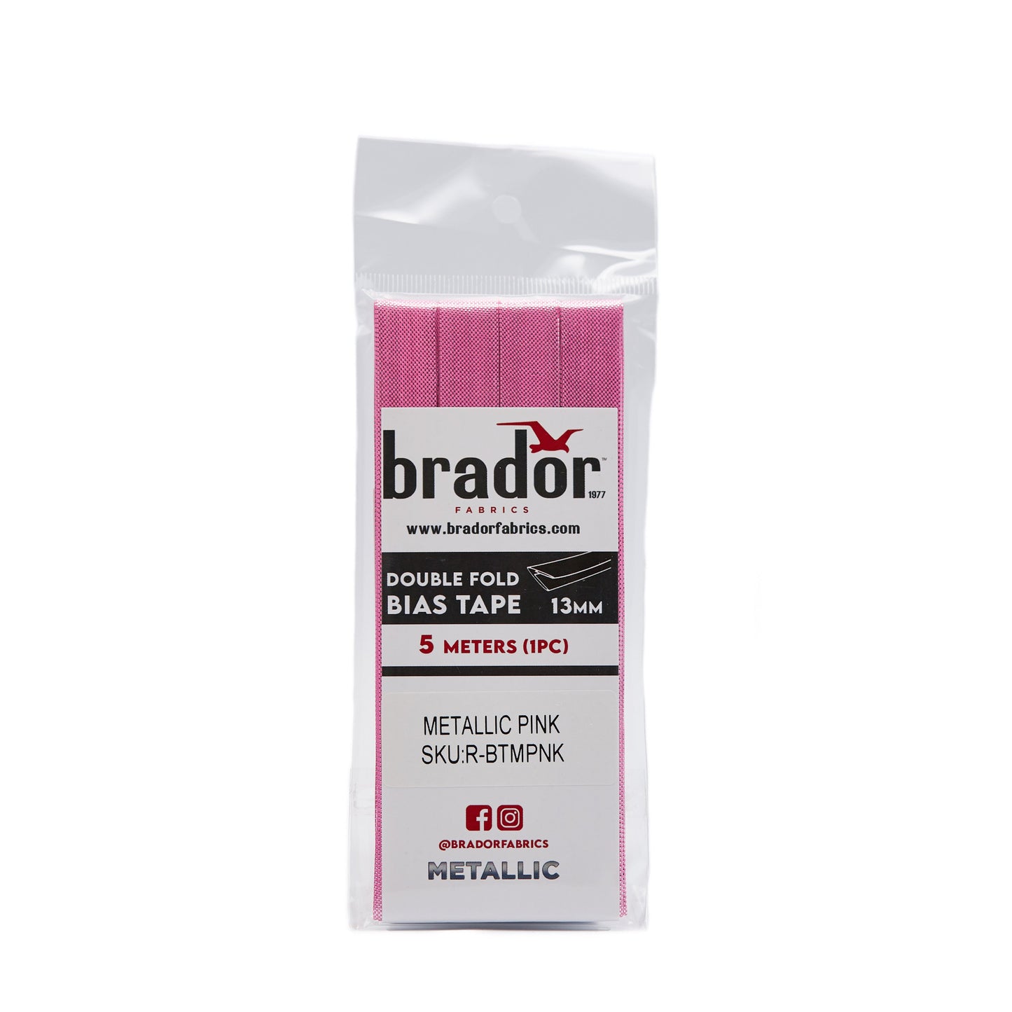 Bias Tape - Metallic Pink (pack)