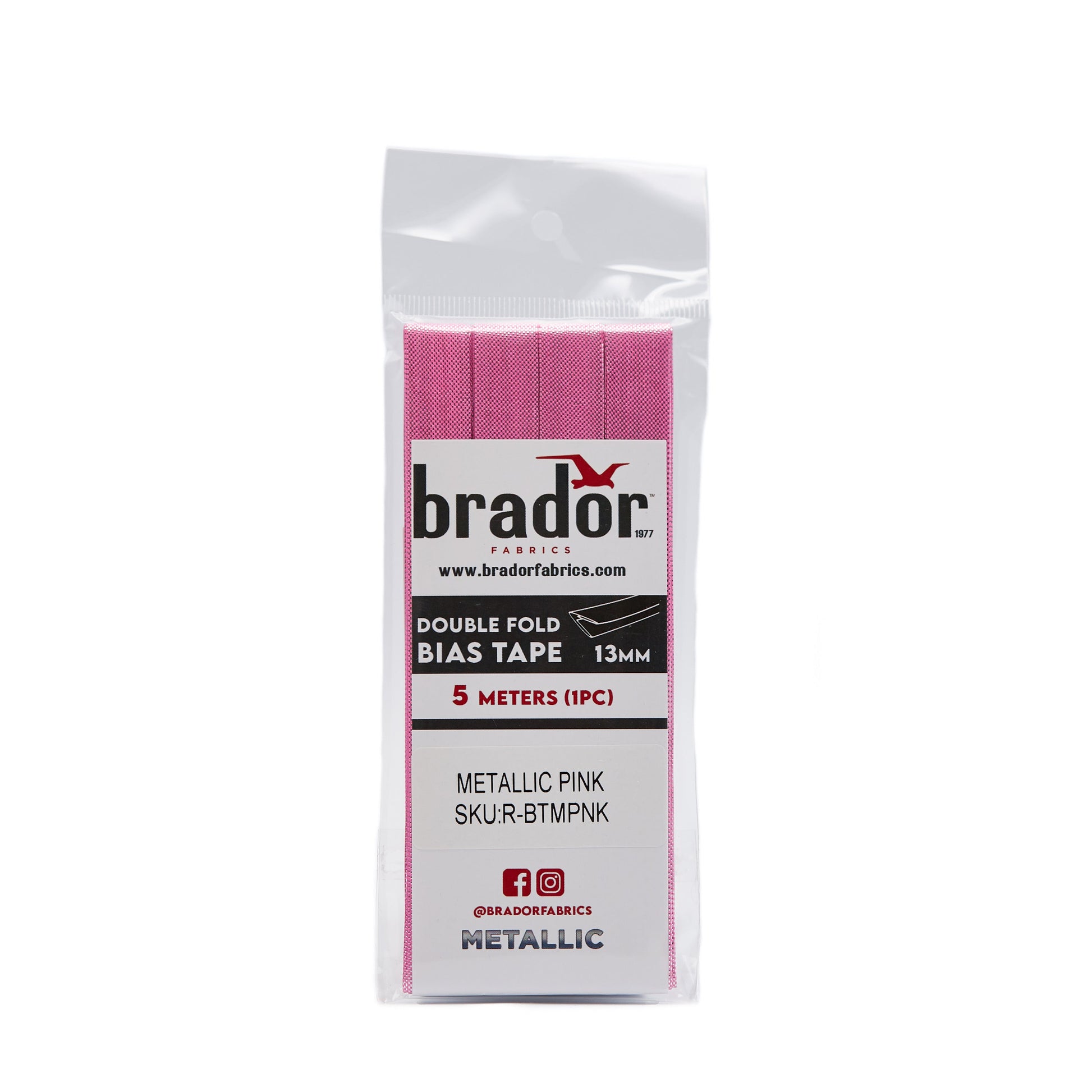 Bias Tape - Metallic Pink (pack)
