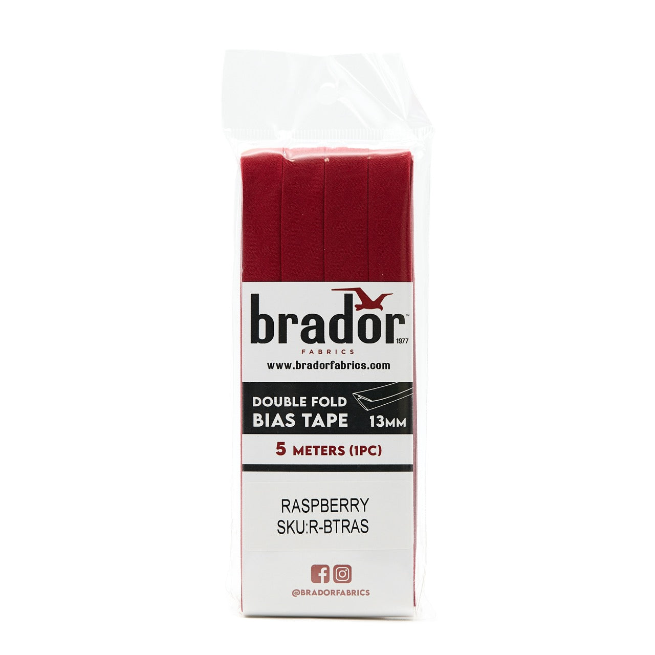 Bias Tape - Raspberry 13mm (pack)