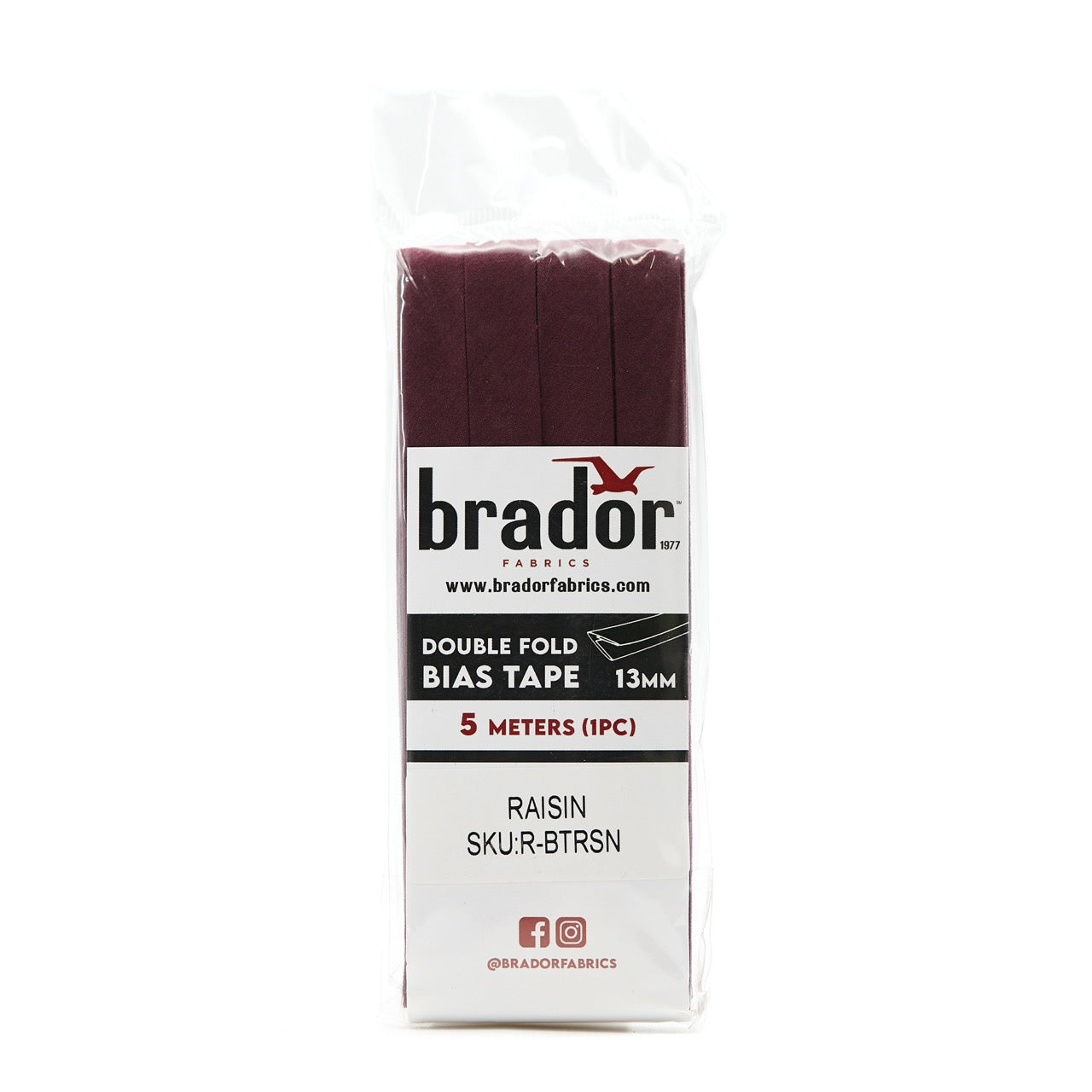 Bias Tape - Raisin 13mm (pack)