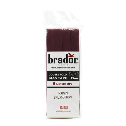 Bias Tape - Raisin 13mm (pack)