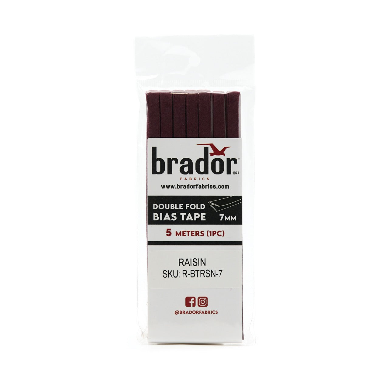 Bias Tape - Raisin 7mm (pack)