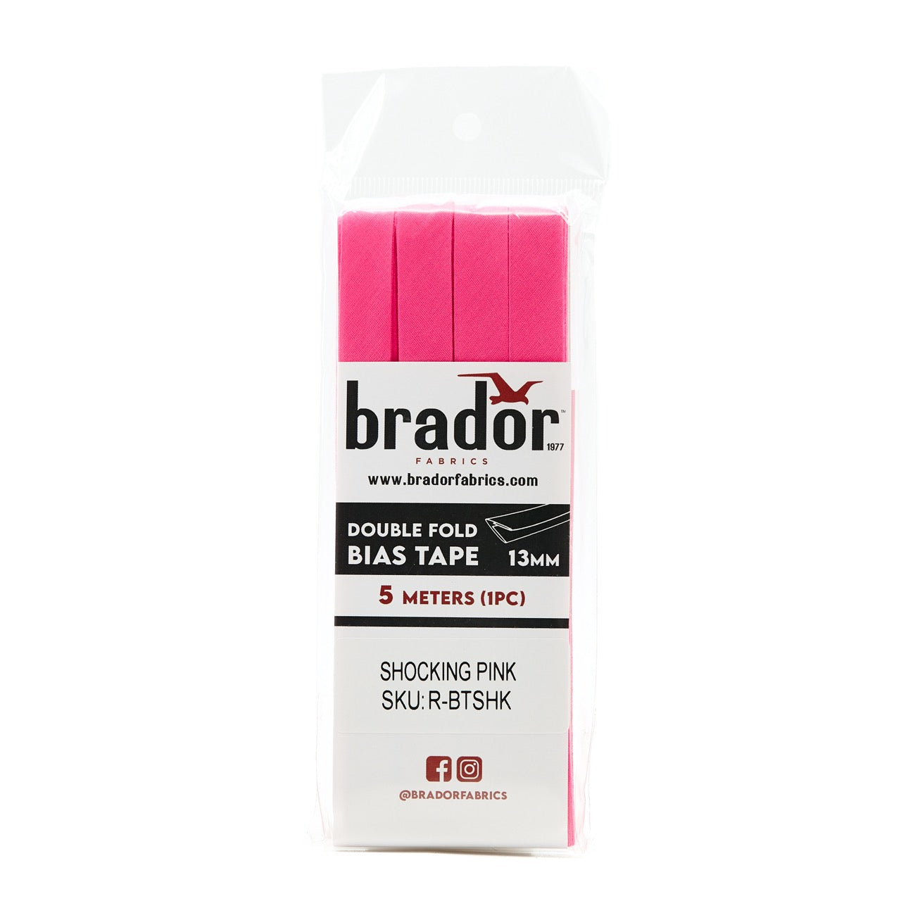 Bias Tape - Shocking Pink 13mm (pack)