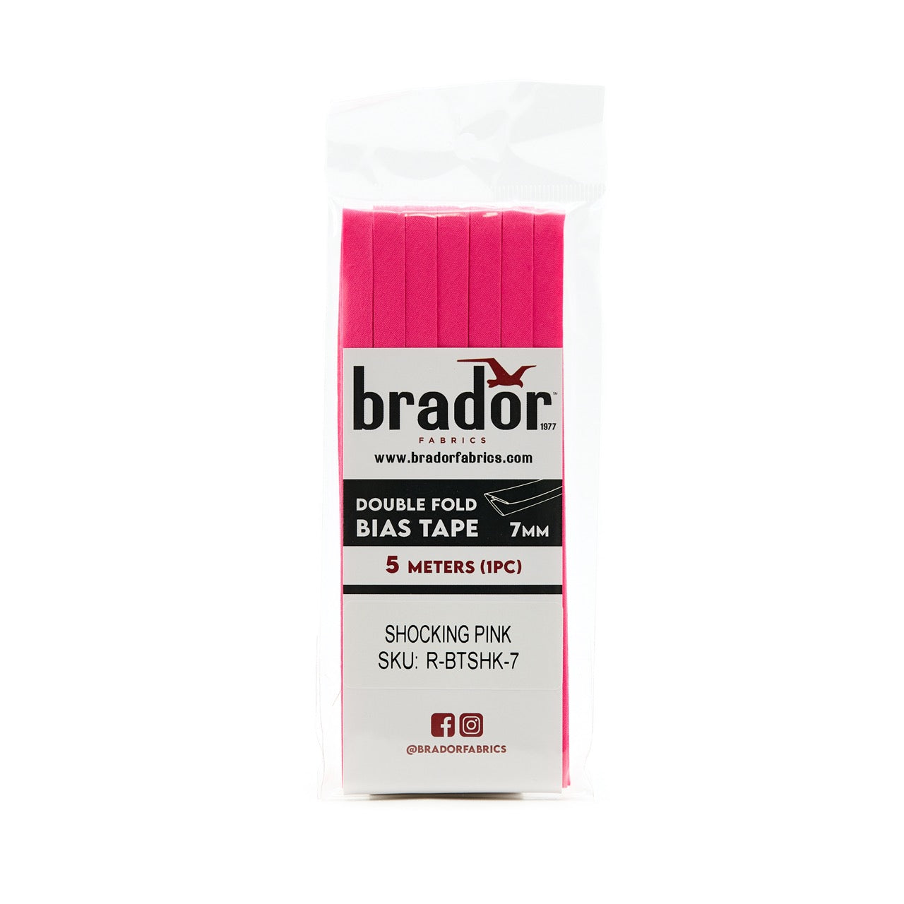 Bias Tape - Shocking Pink 7mm (pack)