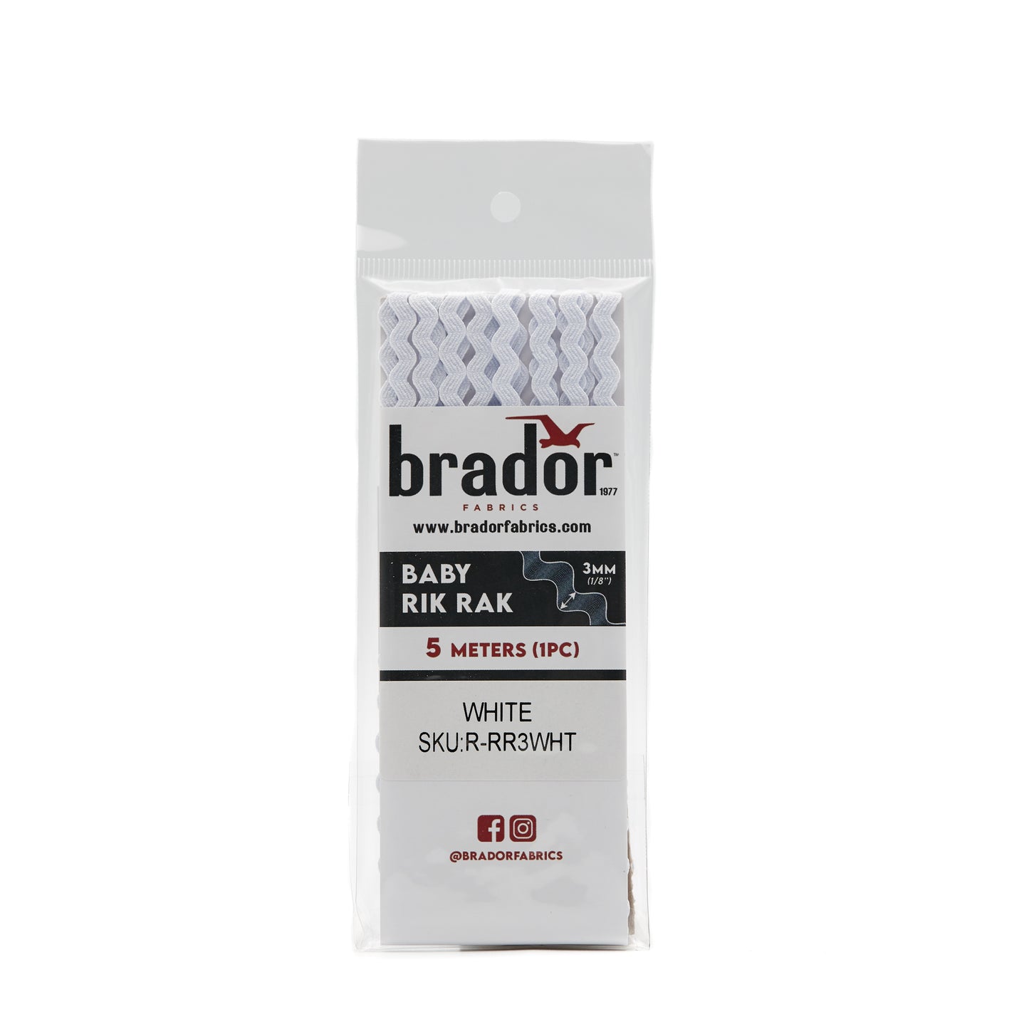 Rik Rak - White 3mm Pack