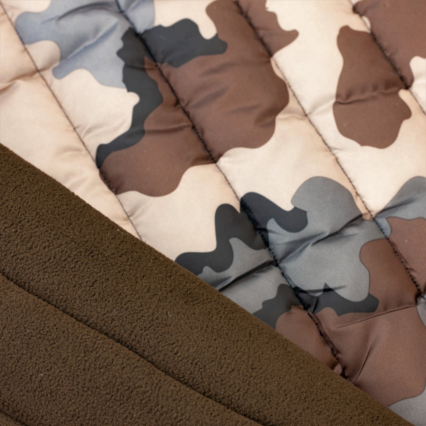 Quilted Polar, 2-Sided, 13oz Camo -  Beige / Brown (front & back)