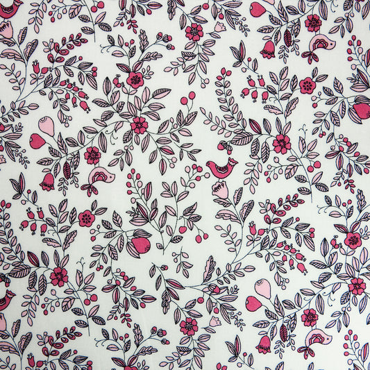 Cotton Floral - Pink Ivy (wide)