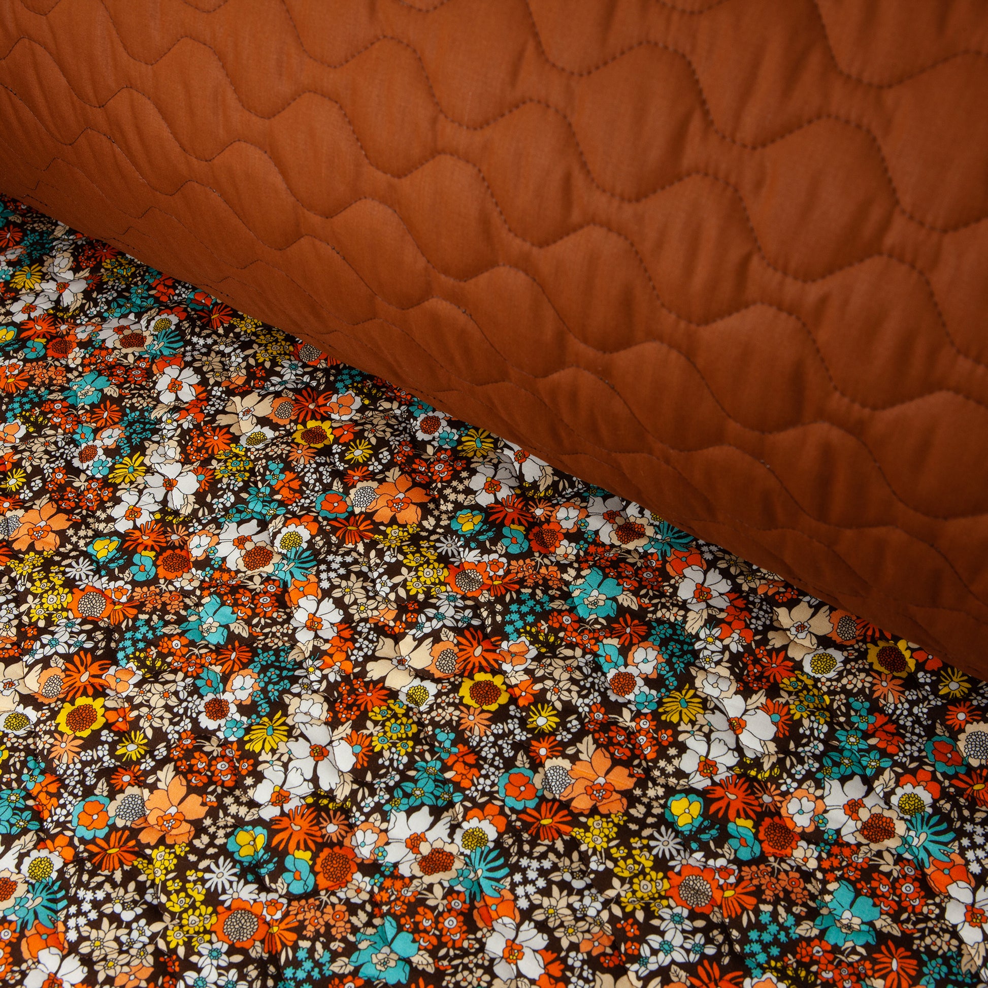 Cotton Quilt - Floral - 6oz - Rustic Amber (wide)