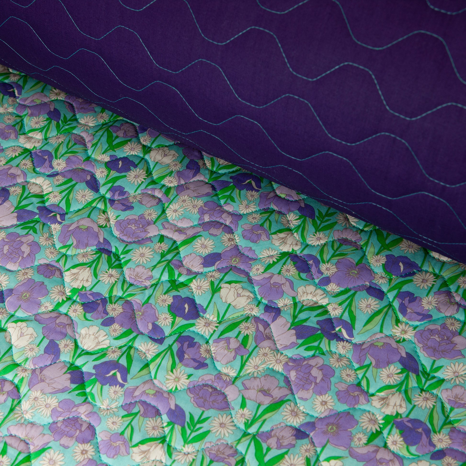 Cotton Quilt - Floral - 3oz - Mint Garden (wide)