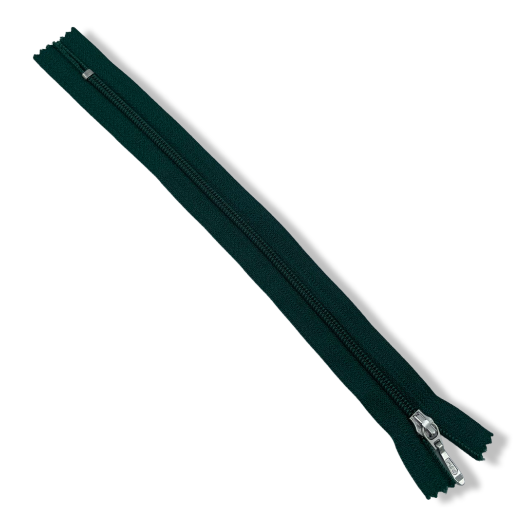 Thin Tooth, Long Pull Zipper, green, 7 inch