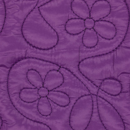 Embroidered Quilt Flowers, Purple - detail
