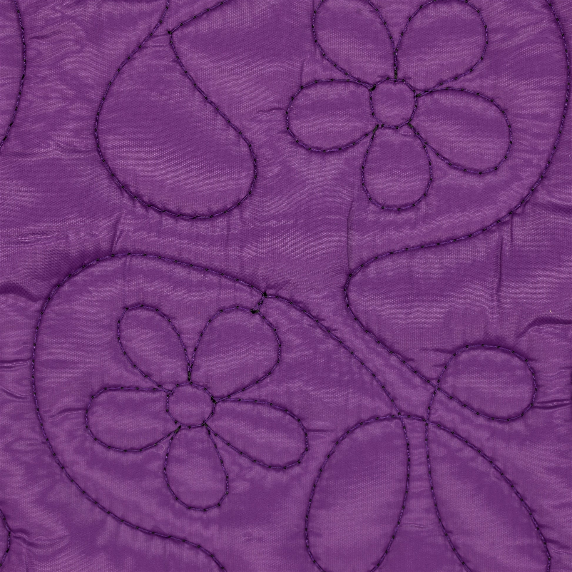 Embroidered Quilt Flowers, Purple - detail