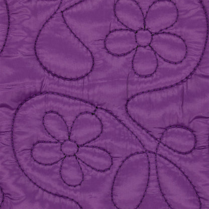 Embroidered Quilt Flowers, Purple - detail