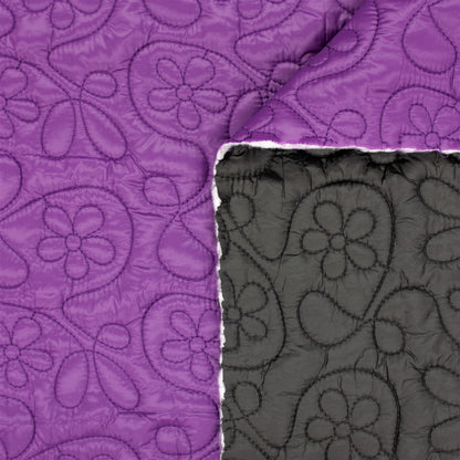 Embroidered Quilt Flowers, Purple - fold