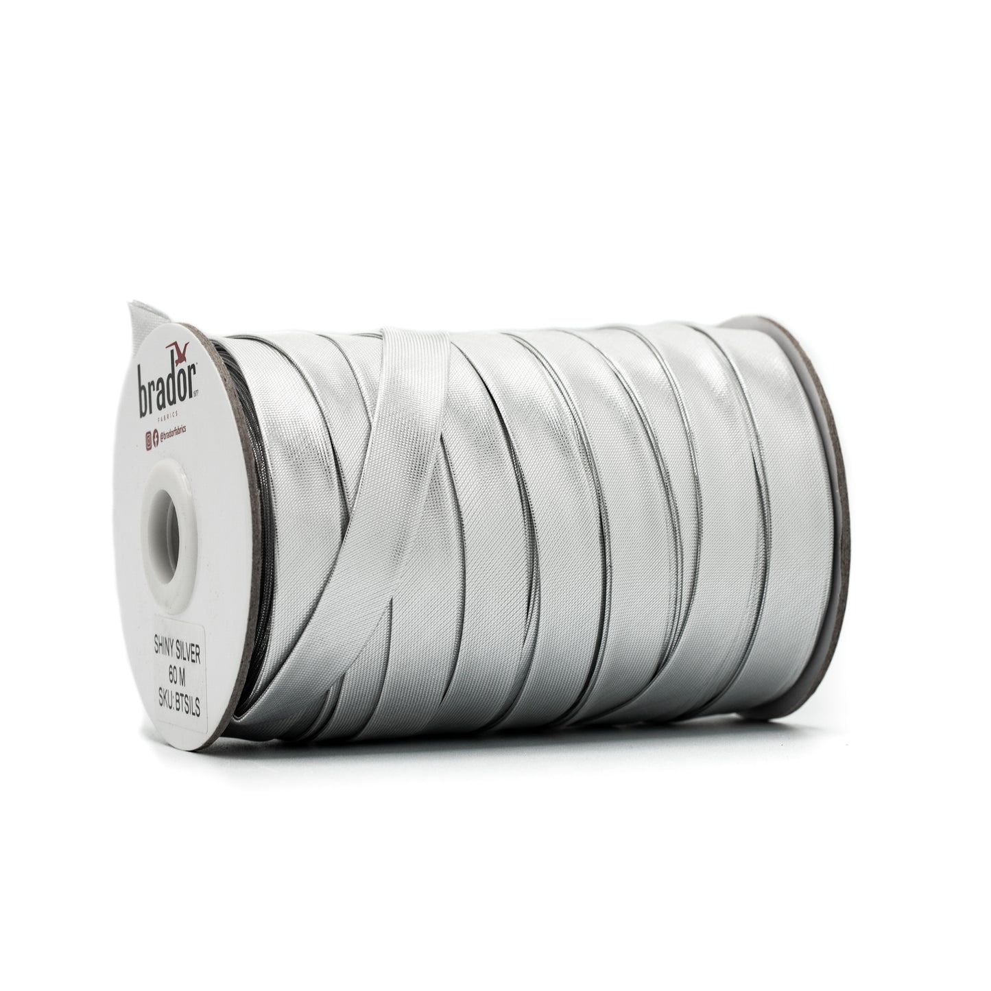 Bias Tape - 13mm - Metallic Silver (side)