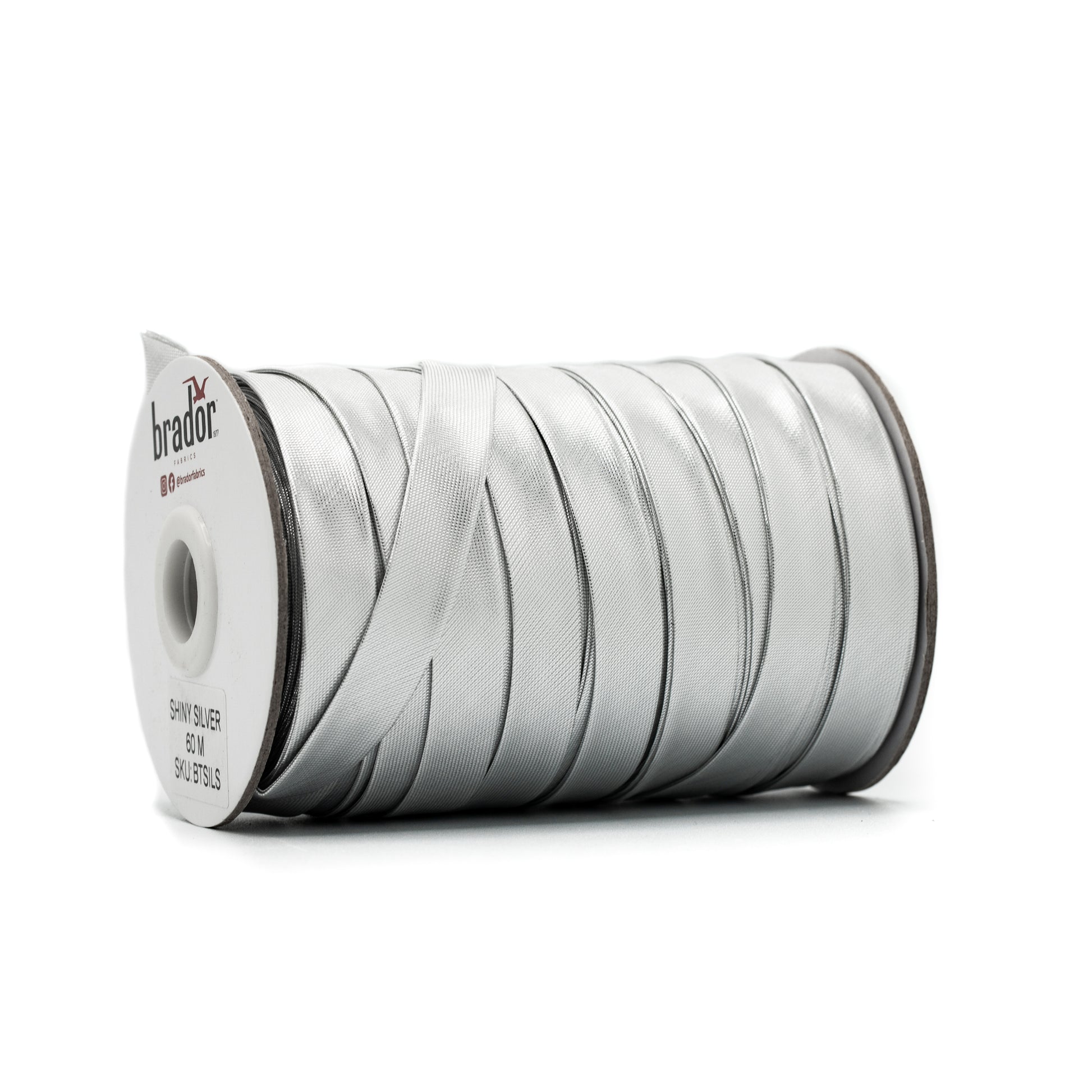 Bias Tape - 13mm - Metallic Silver (side)