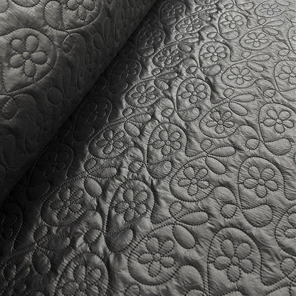 Embroidered Quilt Flowers, black